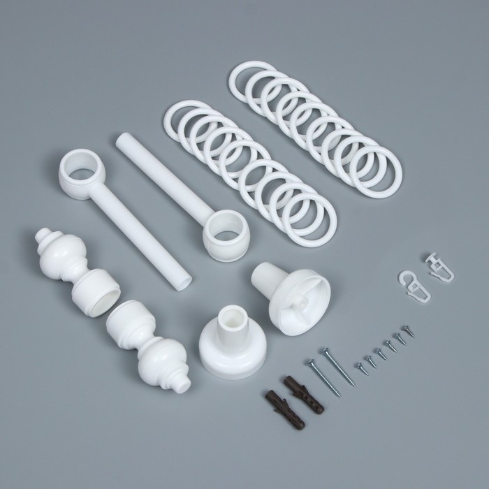 Карниз металлический настенный однорядный, ширина 200 см, цвет белый Карниз металлический настенный однорядный, ширина 200 см, цвет белый