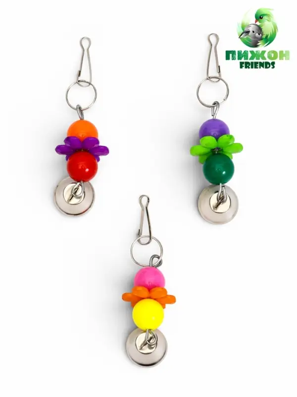 Игрушка для птиц "Цветочек" с шариками, 10 х 3 см, микс цветов