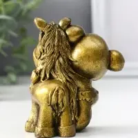 Фигура «Мишка с лошадкой», 8.5×7×6 см, золото