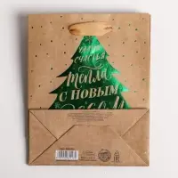 Пакет подарочный новогодний крафтовый «Ёлочка нарядная», S 12×15×5.5 см Пакет подарочный новогодний крафтовый «Ёлочка нарядная», S 12×15×5.5 см