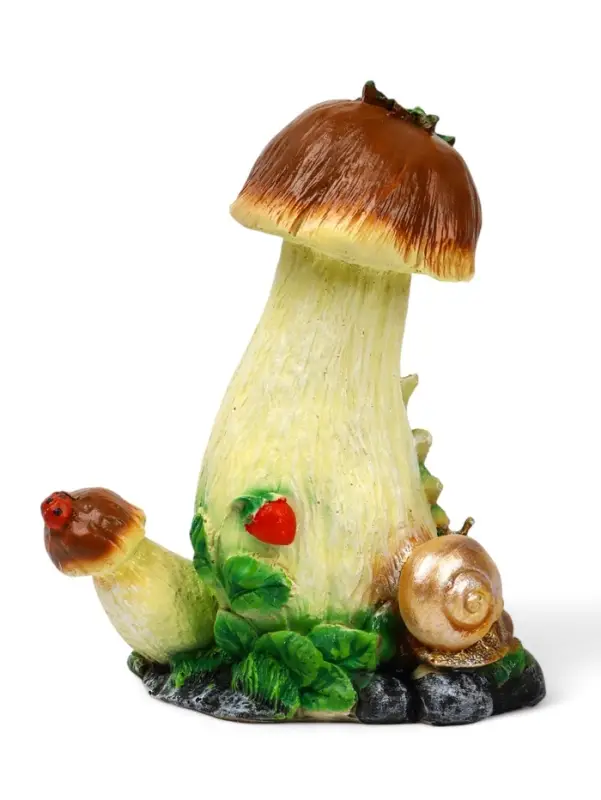 Садовая фигура из полистоуна &laquo;Гриб с ягодой и улиткой&raquo;, 32.5&times;19&times;26 см
