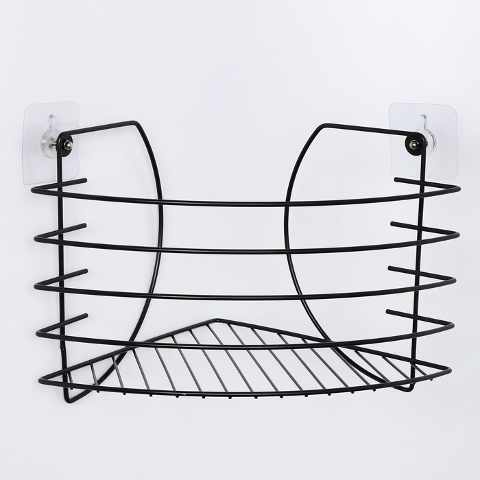 Полка угловая с держателем для телефона, 22,5×22,5×20,5 см, цвет черный Полка угловая с держателем для телефона, 22,5×22,5×20,5 см, цвет черный