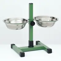 Подставка с мисками, 2&times;500 мл, высота 30 см, разборная, зелёная