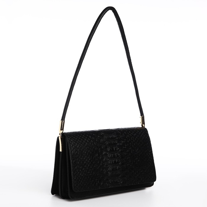 Сумка женская багет на клапане, цвет чёрный Сумка женская багет на клапане, цвет чёрный