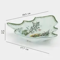 Блюдо новогоднее сервировочное Доляна &laquo;Зверьки в лесу&raquo;, 17.7&times;18.5&times;3.5 см, стекло, белое, зелёное