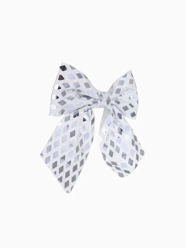 Ёлочные игрушки 2 шт. &laquo;Зимнее волшебство. Бант люкс&raquo; пластик, 12&times;11 см, серебро