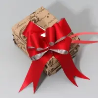 Бант - бабочка, Металлизированный с глиттером №4.5, красный