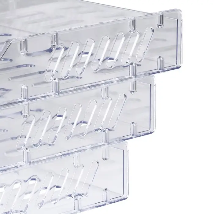 Набор лотков для бумаг &laquo;Сити&raquo;, А4, горизонтальный, на металлических стержнях, 3 отделения, прозрачный