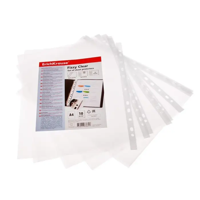 Файл - вкладыш ErichKrause Standard Plus, А4, 40 мкм, тиснение, вертикальный, 10 штук