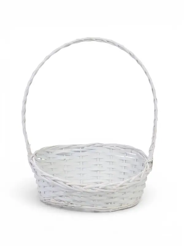 Корзина плетёная для хранения, из лозы, 39&times;29&times;49 см, с ручкой, белая, Greengo