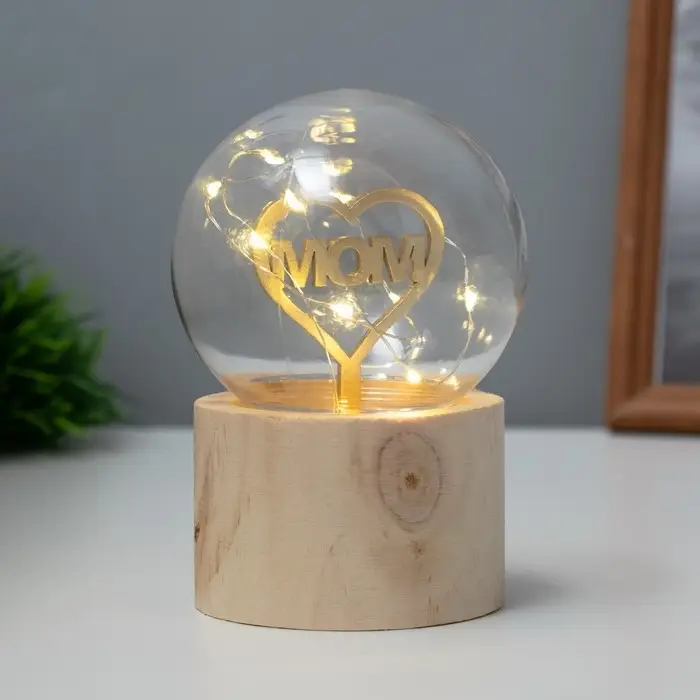 Фигурка световая RISALUX &laquo;Люблю маму&raquo;, LED-ночник, 3&times;AG10, шар-8 см, 6.5&times;6.5&times;11.5 см