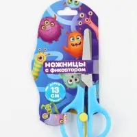 Ножницы канцелярские, 13 см, безопасные, пластиковые ручки с фиксатором, детские, Буки Бяки