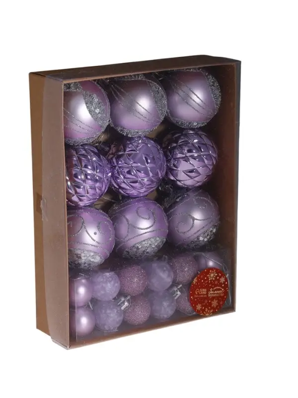 Ёлочные игрушки &laquo;Хоровод&raquo;, шары новогодние, d=2.5 и 5.5 см, набор 33 шт., сиреневый