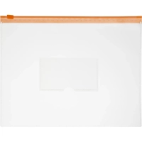 Папка-конверт на молнии А5 150мкм прозрачн.,с карманом д/визитки 10шт/уп