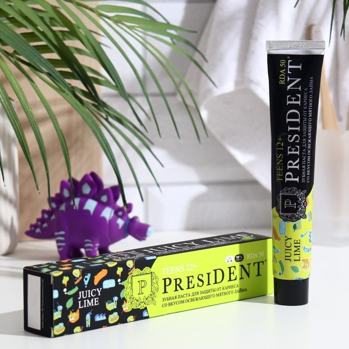 Зубная паста детская President  Juicy lime 12+ лет, 70 мл Зубная паста детская President  Juicy lime 12+ лет, 70 мл