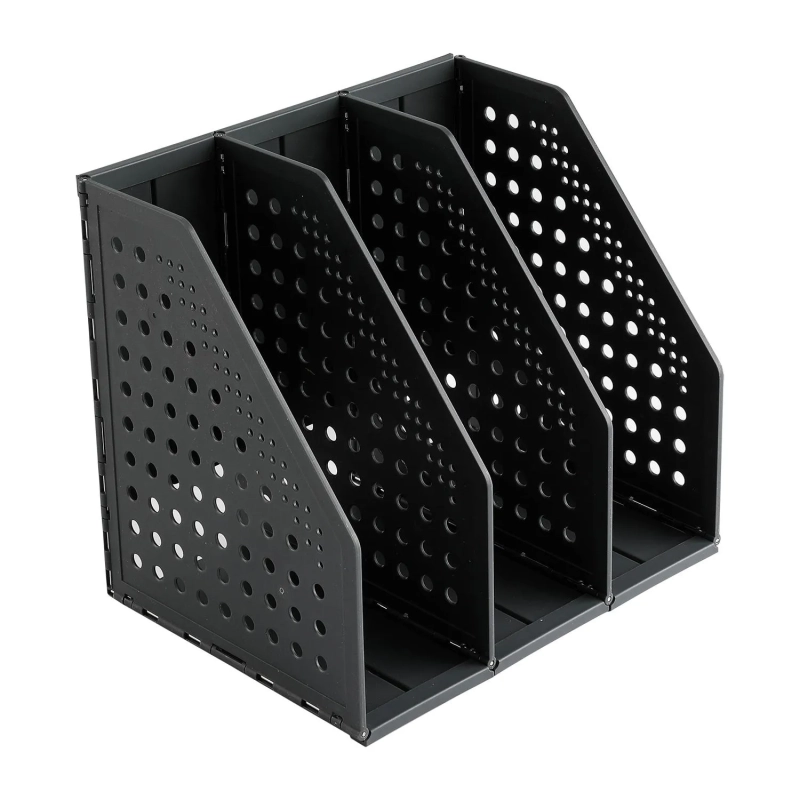 Лоток вертикальный Deli E79003Drey складной 3 отделения темно-серый