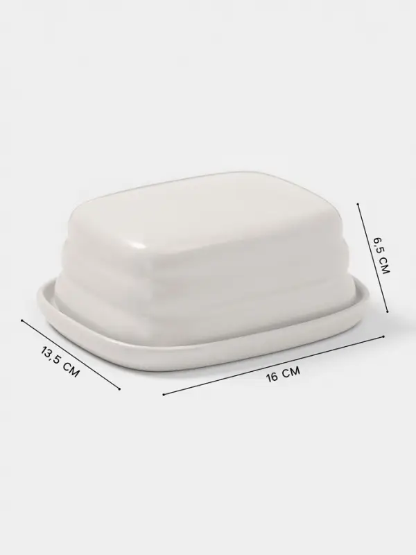 Маслёнка Доляна &laquo;Зефир&raquo;, 16&times;13.5&times;5 см, керамика, белая