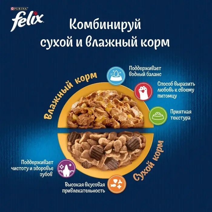 Влажный корм Felix Sensations для кошек, курица/морковь в желе, пауч, 75 г Влажный корм Felix Sensations для кошек, курица/морковь в желе, пауч, 75 г