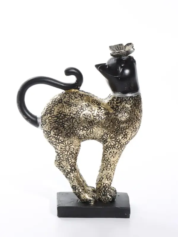 Фигурка полистоун &laquo;Чёрная кошка с бабочкой на носу&raquo;, 16&times;6&times;21.5 см