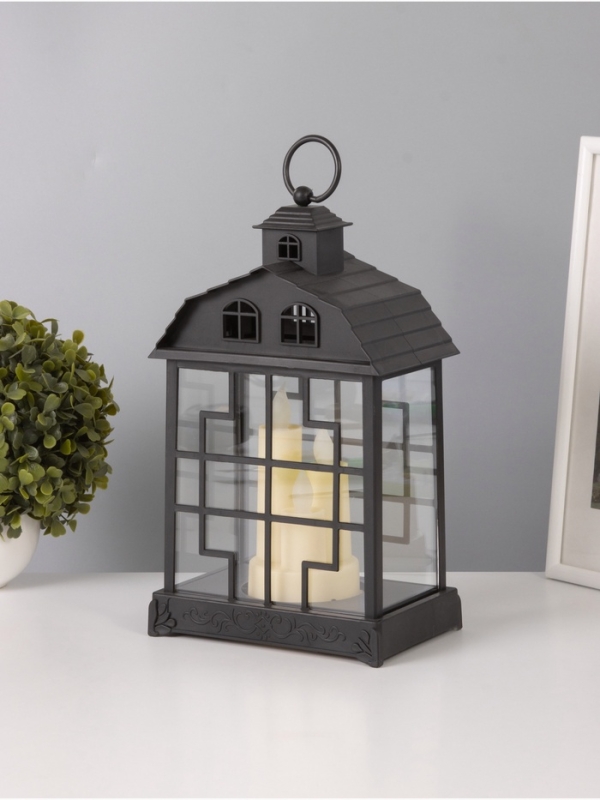 Светодиодная свеча в подсвечнике RISALUX «Дом со свечами», LED-ночник, 1.5 Вт, 3×ААА, 11×18×30 см