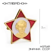Значок &laquo;Октябренок&raquo;, 3&times;3 см, красно-белый в золоте