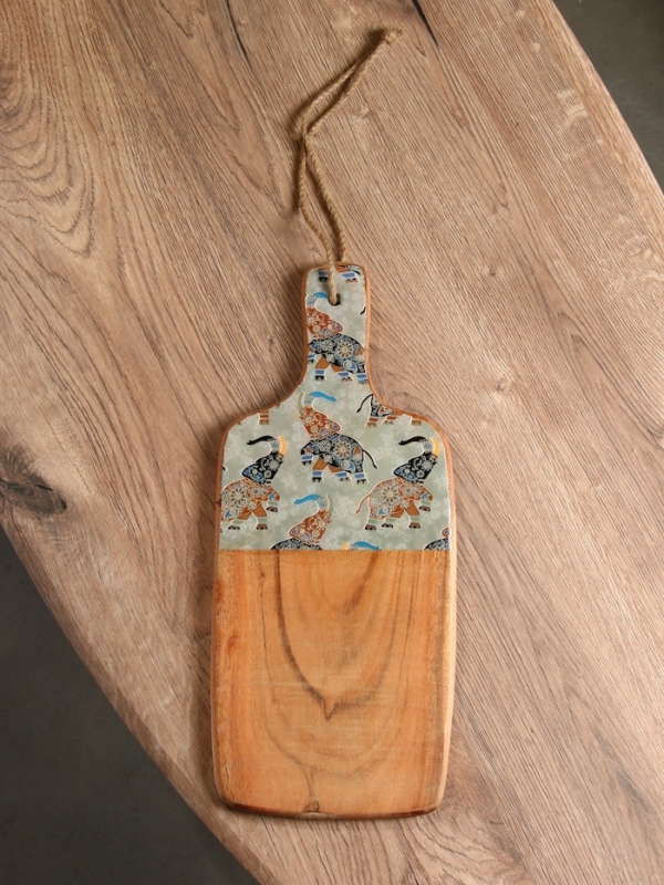 Доска разделочная прямоугольная "Мудрый слон" дерево манго 41х18 см