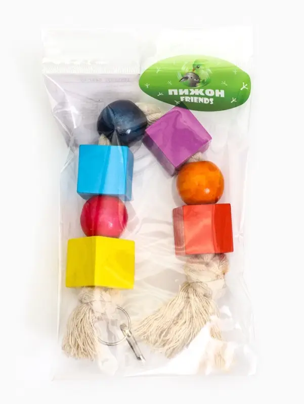 Игрушка для птиц "Кубики", 25 х 3 см, микс цветов