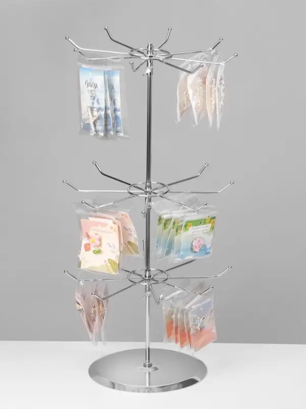 Вертушка, 3 яруса по 8 крючков, 27.5&times;27.5&times;55 см, цвет хром