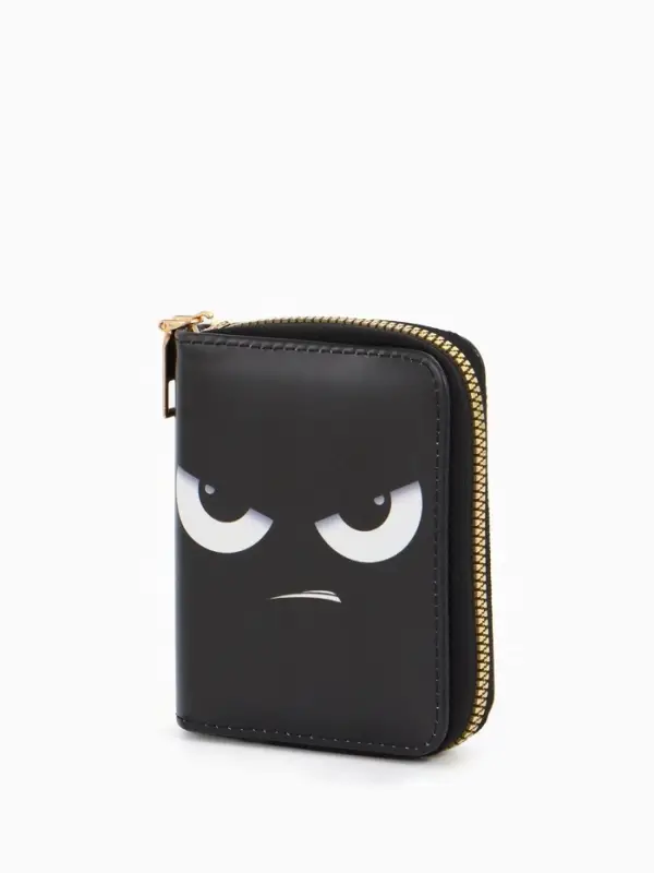 Кошелёк на молнии Выбражулька &laquo;Взгляд&raquo;, 8.5&times;2.5&times;10.5 см, с принтом, чёрный/серый