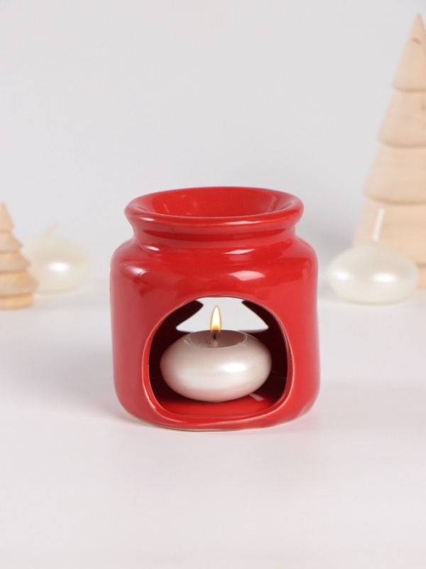 Набор: аромалампа для эфирных масел, мелтсы из воска ароматические «Ёлочка», красная, 7.5×7.5×8 см Набор: аромалампа для эфирных масел, мелтсы из воска ароматические «Ёлочка», красная, 7.5×7.5×8 см