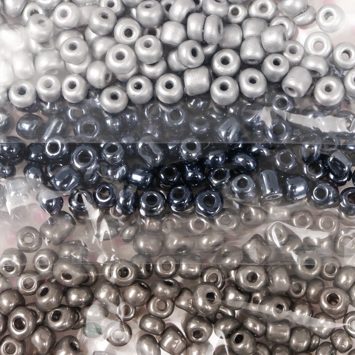 Бисер круглый размер 6/0  Бисер круглый размер 6/0 "Серебро, золото, бронза и чёрный" 6 цветов х 10 грамм