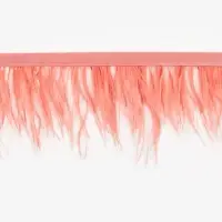 Перья страуса декоративные, на ленте, 8-10 см, 5&plusmn;0.5 м, тёмно-бежевые