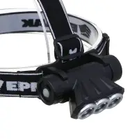 Фонарь налобный тм ЕРМАК, 3 LED, 1200мАч, 3 режима, 8,3х3,8х5,4см, USB кабель, пластик