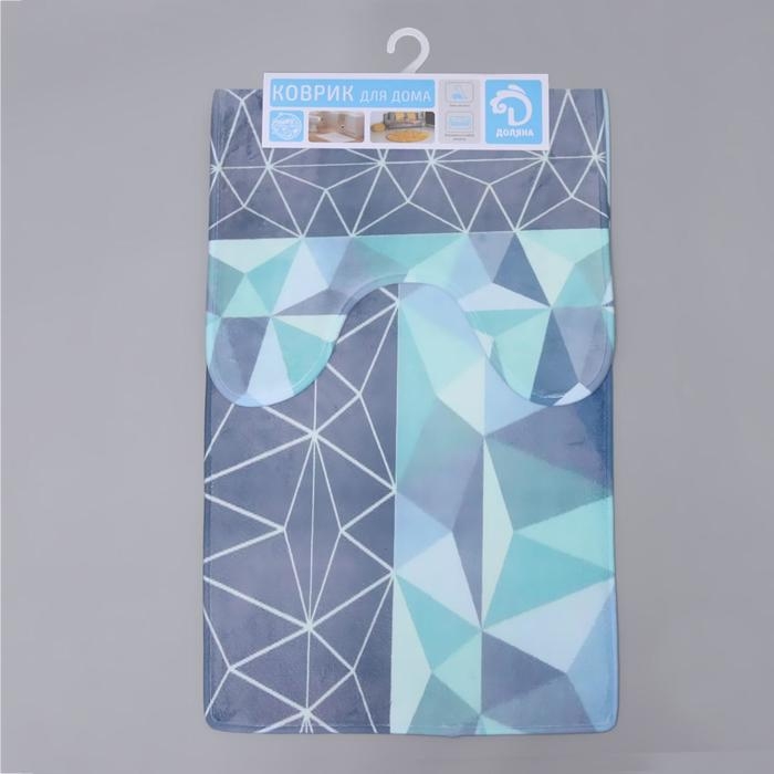 Набор ковриков для ванной и туалета Доляна «Геометрия цветов», 2 шт: 40×45, 45×75 см