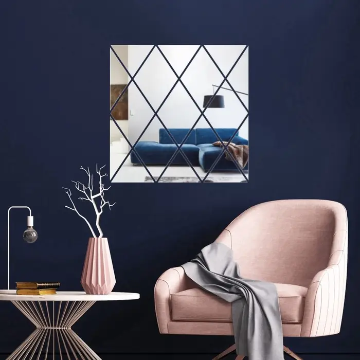 Зеркало настенное &laquo;Ромбы&raquo;, на клеевой основе, акриловое, 17 шт., 50&times;50 см