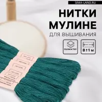 Нитки мулине №3808, 8&plusmn;1 м, набор 6 шт., тёмно-бирюзовый