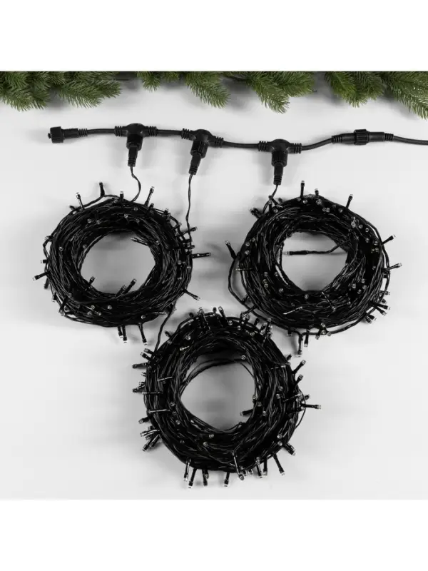 Гирлянда &laquo;Клип-лайт&raquo; 3 нити по 20 м, IP44, УМС, тёмная нить, 399 LED, свечение белое, мерцание всех светодиодов, 24 В