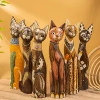 Сувенир «Кошка», 60×14×6 см, дерево, коричневый, МИКС