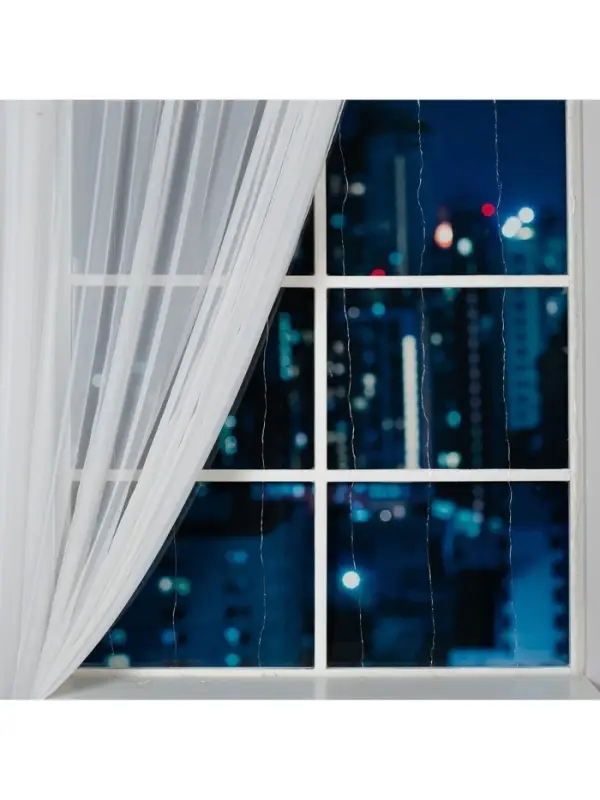 Гирлянда &laquo;Занавес&raquo; 1.6&times;1.6 м, роса, IP20, серебристая нить, 160 LED, свечение белое, 8 режимов, 220 В