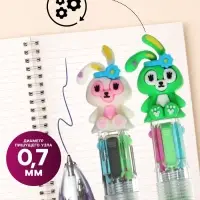 Ручка-прикол шариковая Calligrata &laquo;Зайка&raquo;, 4-цветная, резиновый упор, МИКС