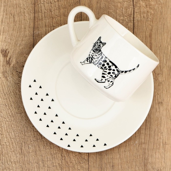 Чайная пара керамическая «Животные», 200 мл, цвет белый Чайная пара керамическая «Животные», 200 мл, цвет белый