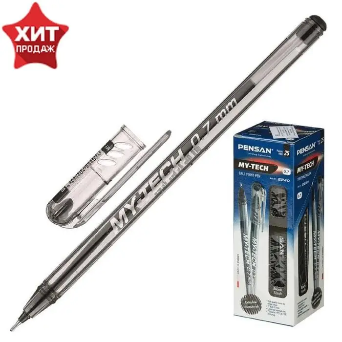 Ручка шариковая масляная Pensan My-Tech, узел-игла 0.7 мм, чернила чёрные Ручка шариковая масляная Pensan My-Tech, узел-игла 0.7 мм, чернила чёрные