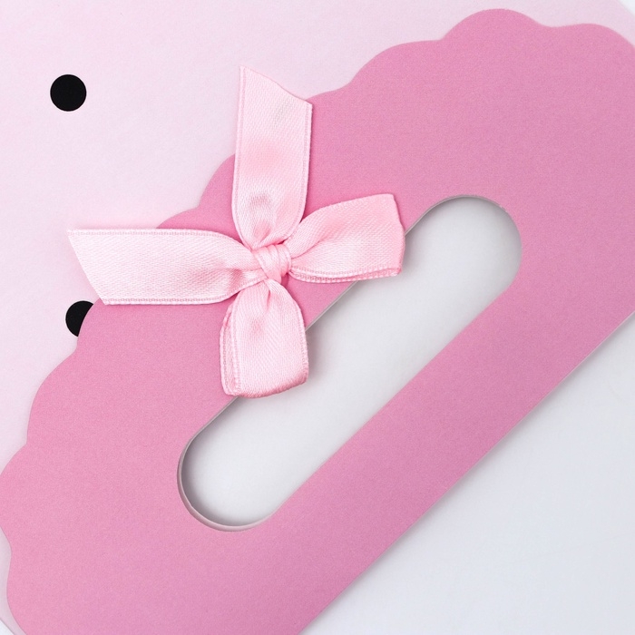 Подарочная коробка-пакет, упаковка с вырубной ручкой, Подарочная коробка-пакет, упаковка с вырубной ручкой, "Розовый горох" , 19 х 9 х 27 см