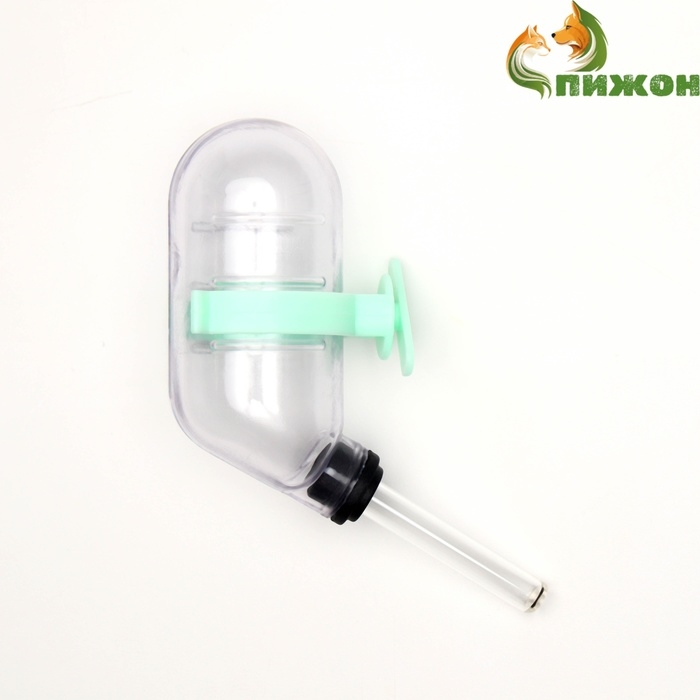 Поилка для грызунов, 60 мл, прозрачная с зелёным креплением Поилка для грызунов, 60 мл, прозрачная с зелёным креплением