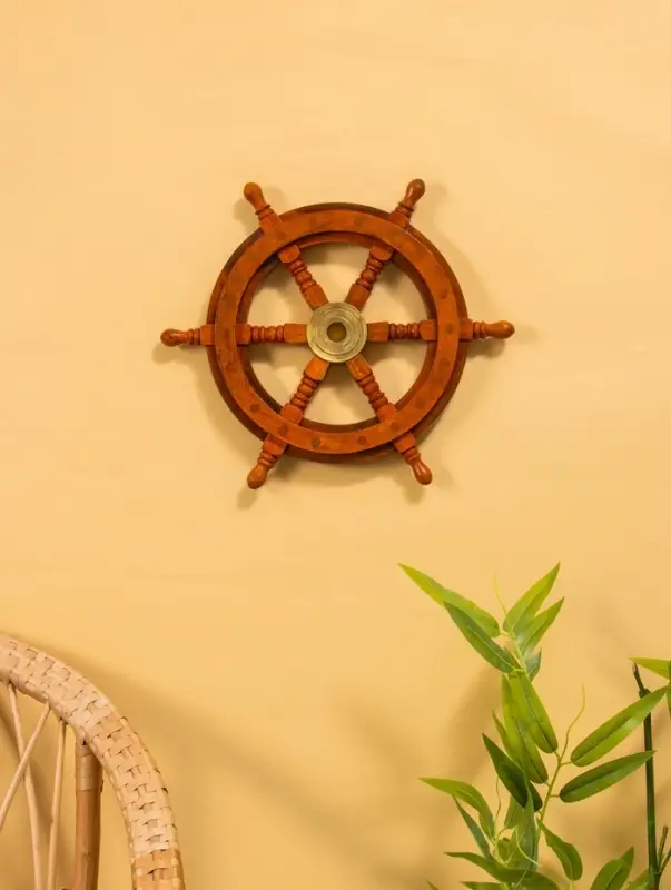 Штурвал декоративный, 32×32×3.5 см, дерево