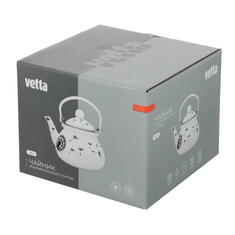 Чайник эмалированный VETTA Одуванчик, с ситом, 1,5л, индукция