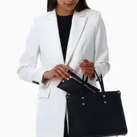 Сумка женская тоут TEXTURA на молнии, с кошельком, 30&times;10&times;24 см, чёрный