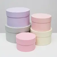 Набор круглых подарочных коробок 5 в 1 &laquo;Дымка&raquo;, 23&times;23&times;14 - 15&times;15&times;10 см