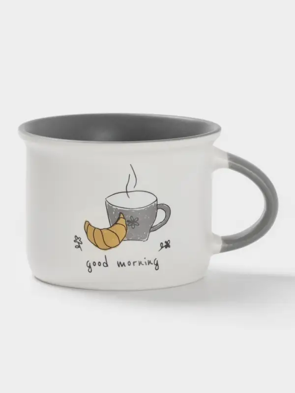 Кружка Доляна Good morning, 160 мл, 10&times;8&times;5.9 см, фарфор, белая