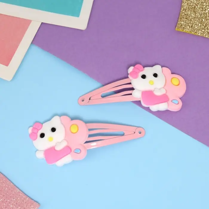 Невидимка для волос  Невидимка для волос "Адель" (набор 2 шт) кисонька, 5,5 см, розовый